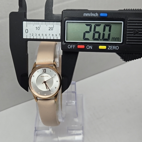 Womens TCM Twmpo d\'Ore Diamond Dial Quartz Watch Pink Leather Strap New Battery